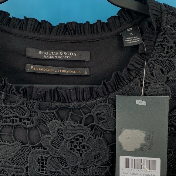 Scotch & Soda Dress Womens Black Lace Floral Stars Dark Romantic Whimsigoth - Picture 8 of 10